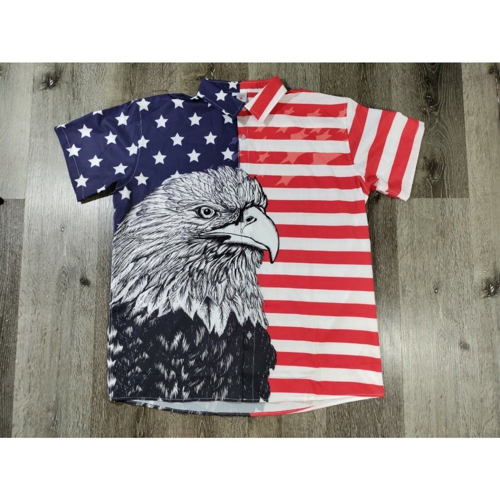 American Flags Eagle Mens Shirt Button Up 3XL